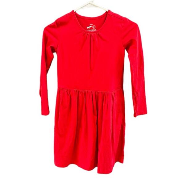 Primary Dress Long Sleeves Deep Red Pockets 100% Cotton Size 10 - Picture 1 of 5
